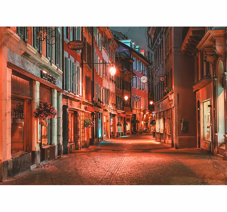 Roller blind for living room lonely city night swiss - TenStickers