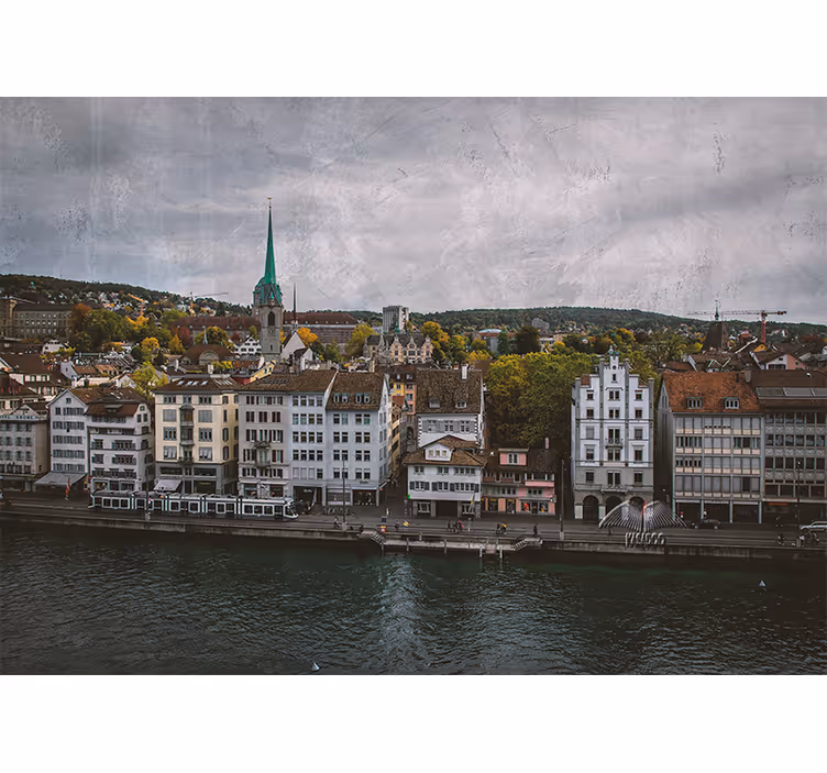 Roller blind for living room zürich lakeside homes - TenStickers