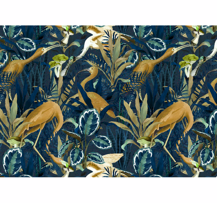 Roller blind for living room jungle leaves birds - TenStickers