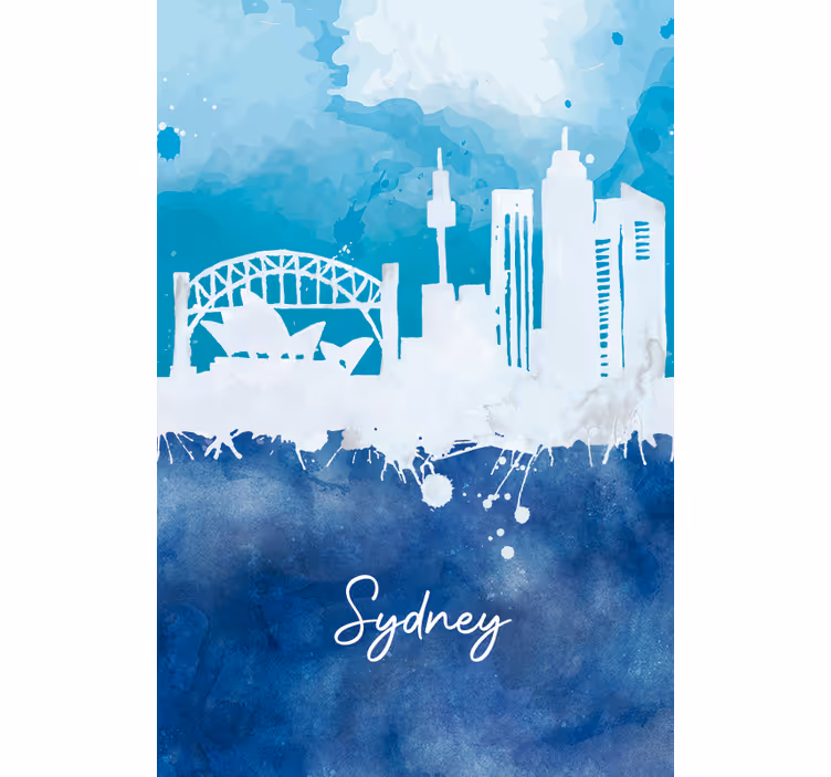 Roller blind for living room sydney skyline watercolor - TenStickers