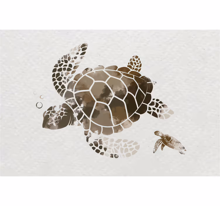Roller blind for living room brown watercolor turtle - TenStickers