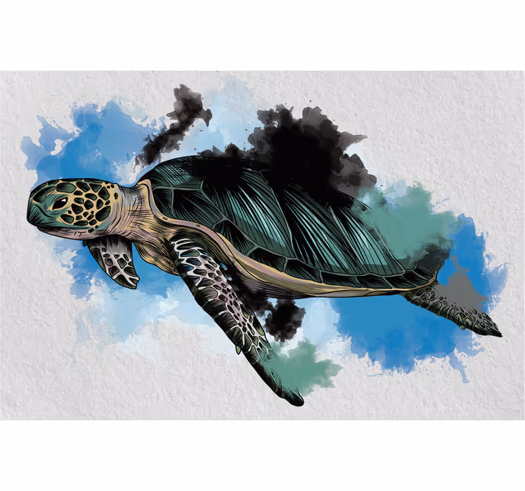 Watercolor turtle roller blind for living room - TenStickers