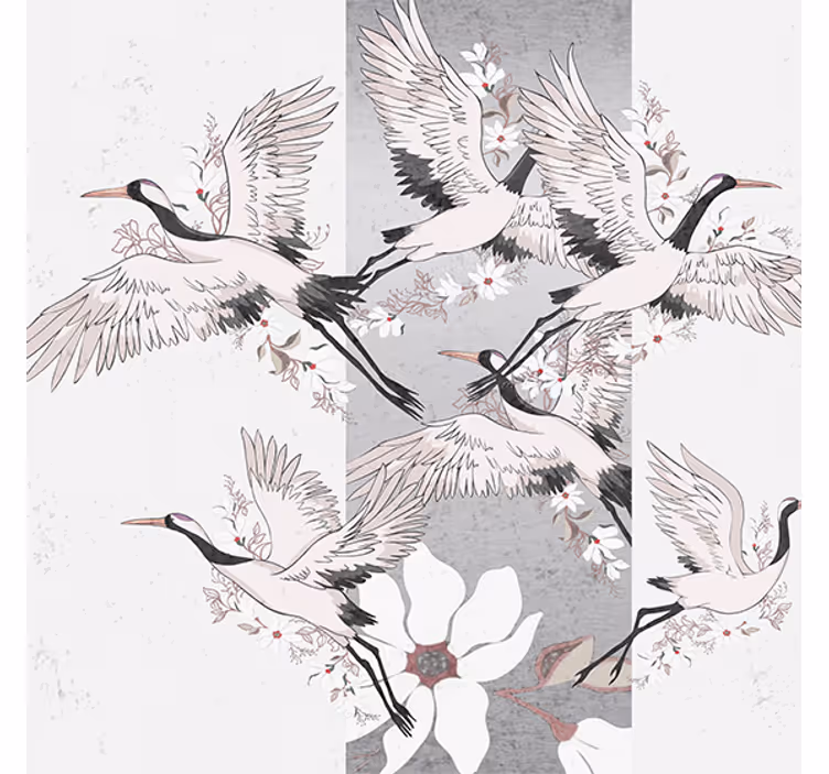Roller blind for living room with oriental birds design - TenStickers