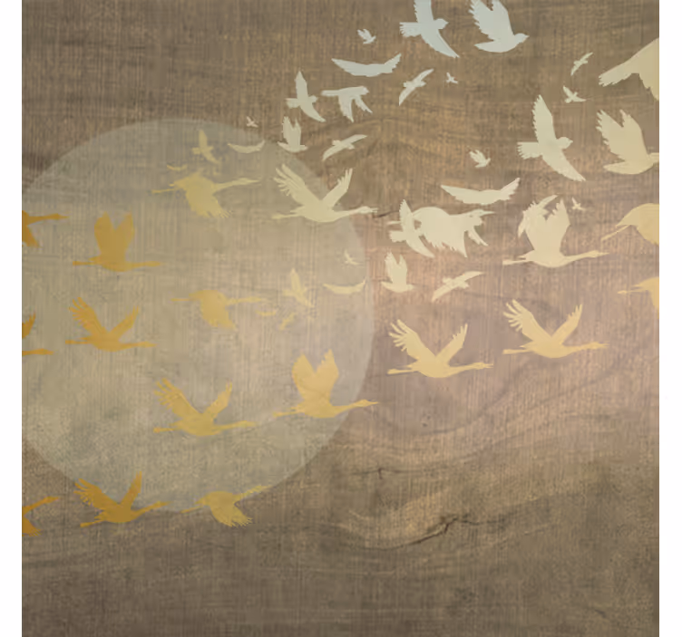 Golden oriental sun with birds roller blind for living room - TenStickers