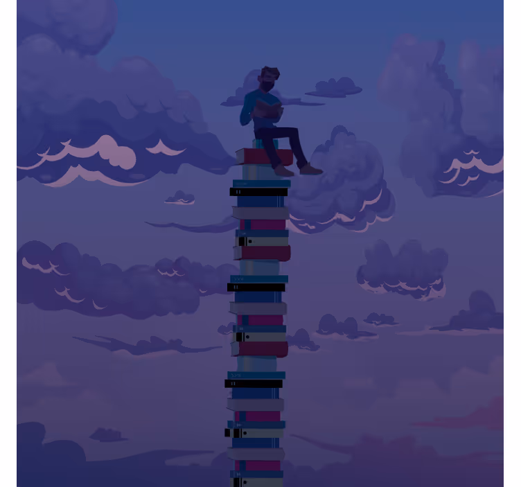 Book tower illustration roller blind for living room - TenStickers
