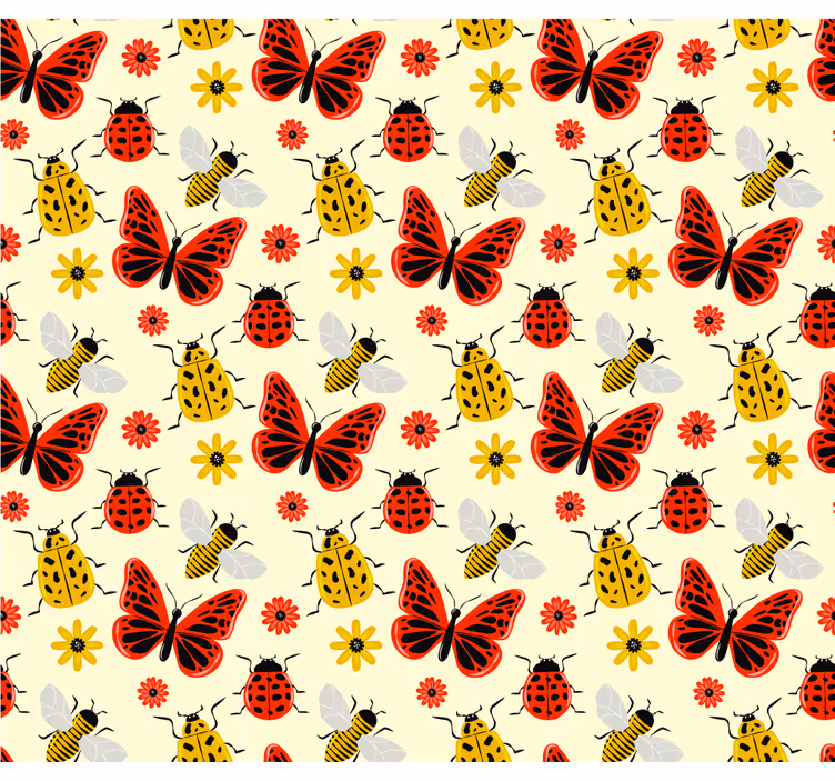 Roller blind for living room with colorful bug pattern - TenStickers