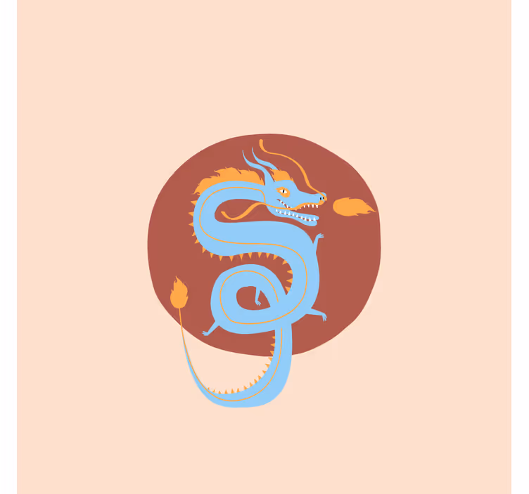 Roller blind for living room light blue dragon - TenStickers
