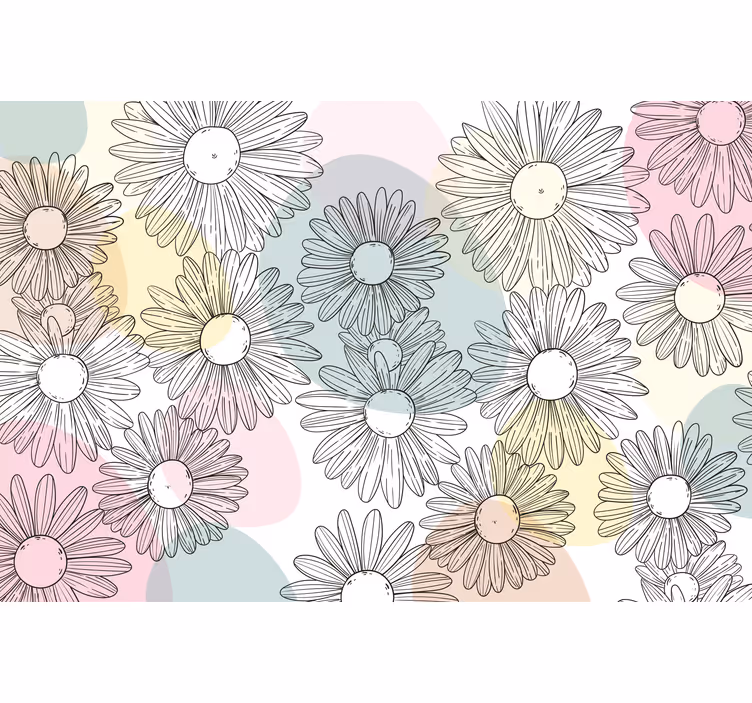 Kawaii style shapes and flowers roller blind for living room - TenStickers