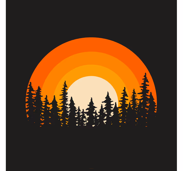 Dark forest sunrise roller blind for living room - TenStickers