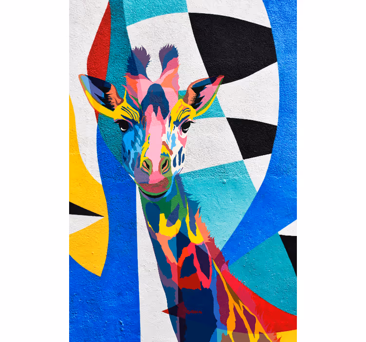 Abstract colorful giraffe roller blind for living room - TenStickers
