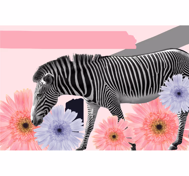 Roller blind for living room collage style zebra art - TenStickers
