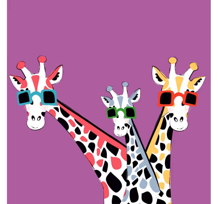 Funny giraffes with sunglasses roller blind for living room - TenStickers