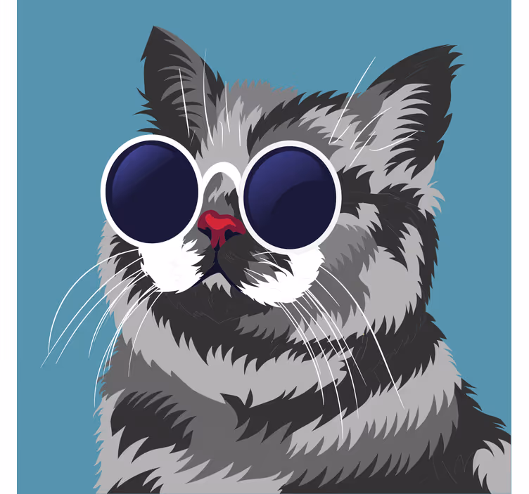 Roller blind for living room funny gray cat art - TenStickers