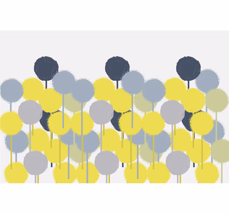 Roller blind for living room with yellow and gray circles - TenStickers