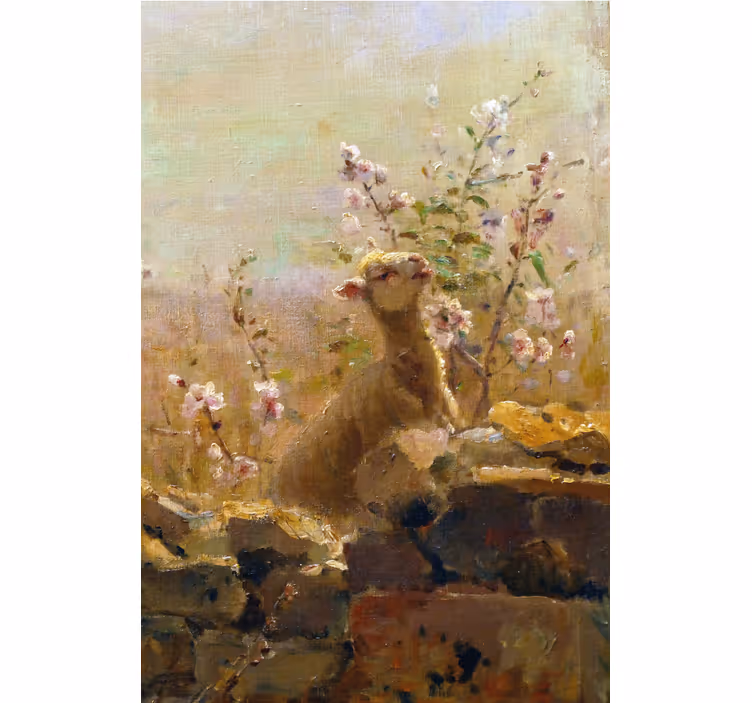 Roller blind for living room funny sheep painting - TenStickers