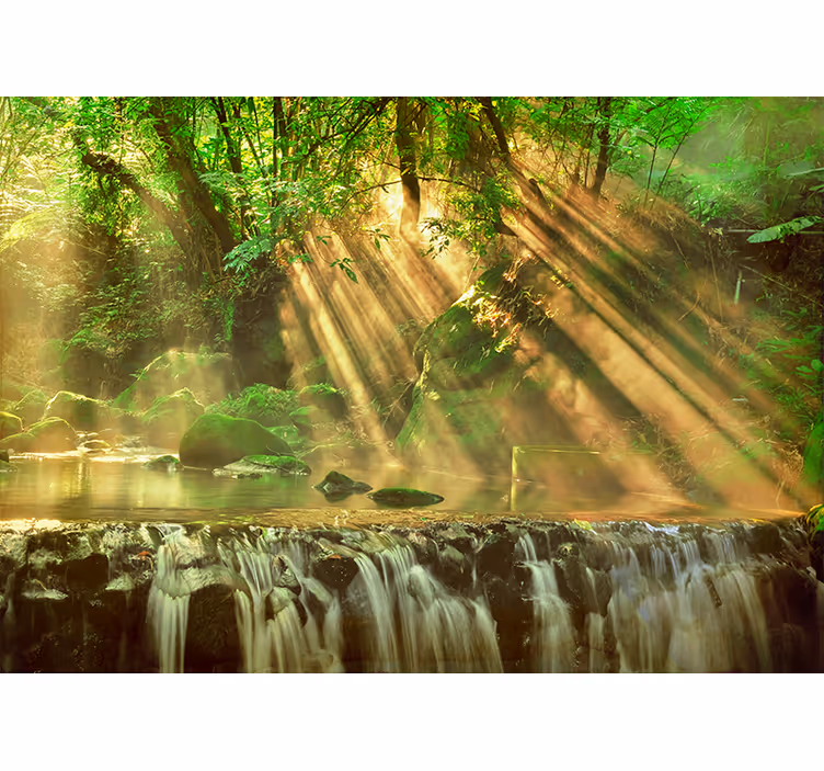 Roller blind for living room beautiful forest waterfall - TenStickers