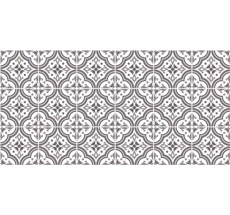 Grey roller blind with grey tiles and flowers - TenStickers