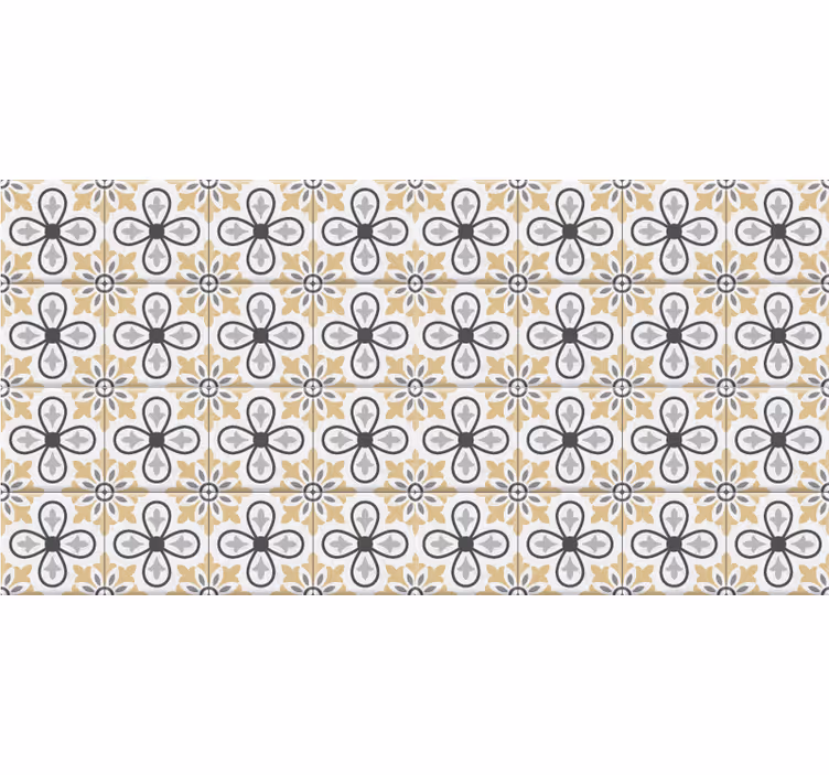 Beige roller blind with kitchen retro tiles design - TenStickers
