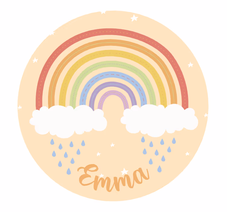 Beige roller blind watercolor rainbow with name - TenStickers