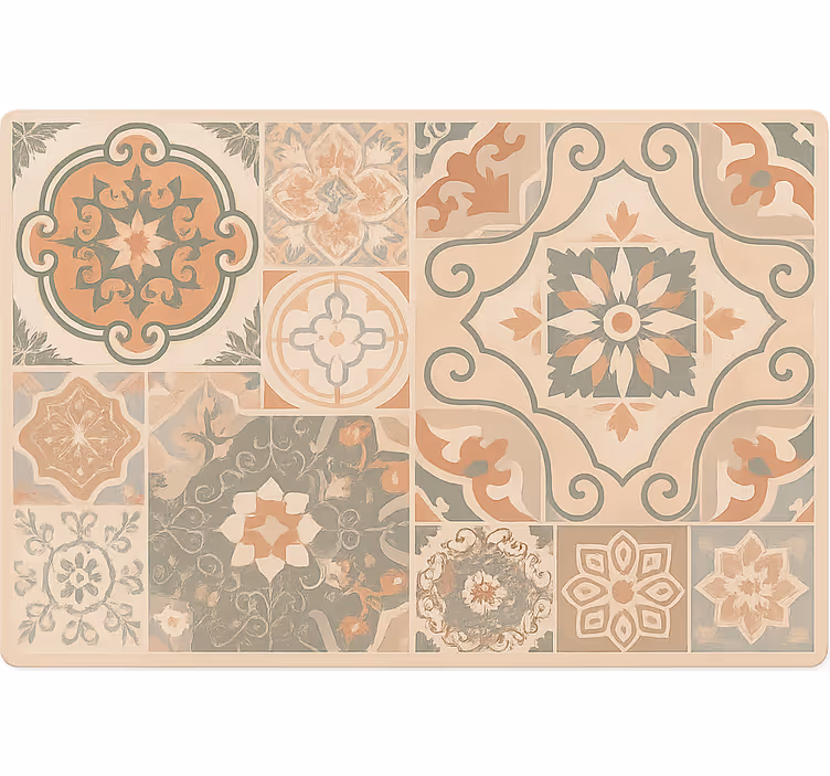 Beige roller blind cement tiles in various sizes - TenStickers