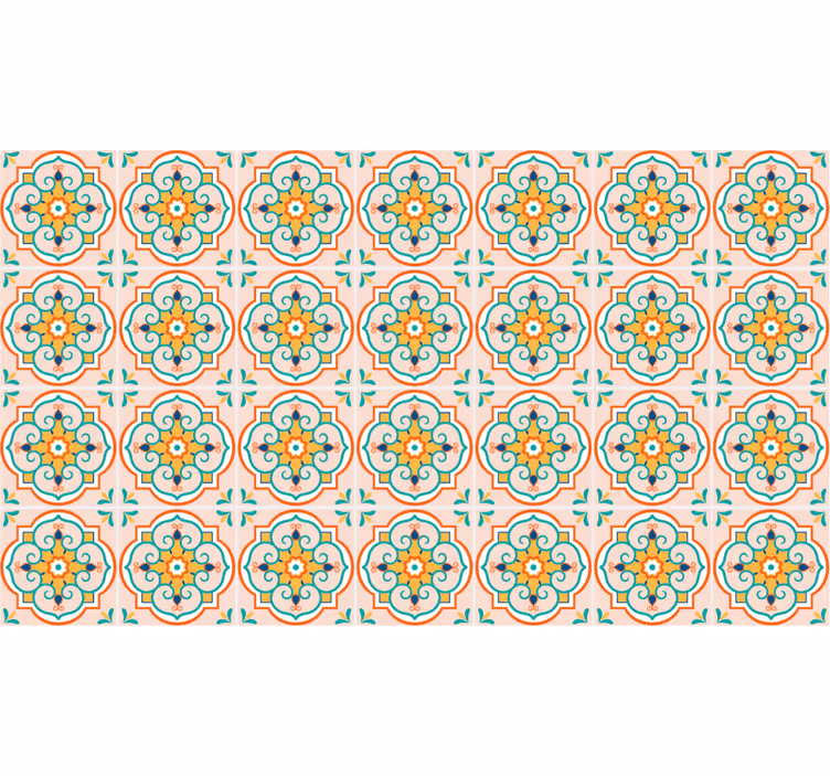 Beige roller blind with vibrant square pattern - TenStickers