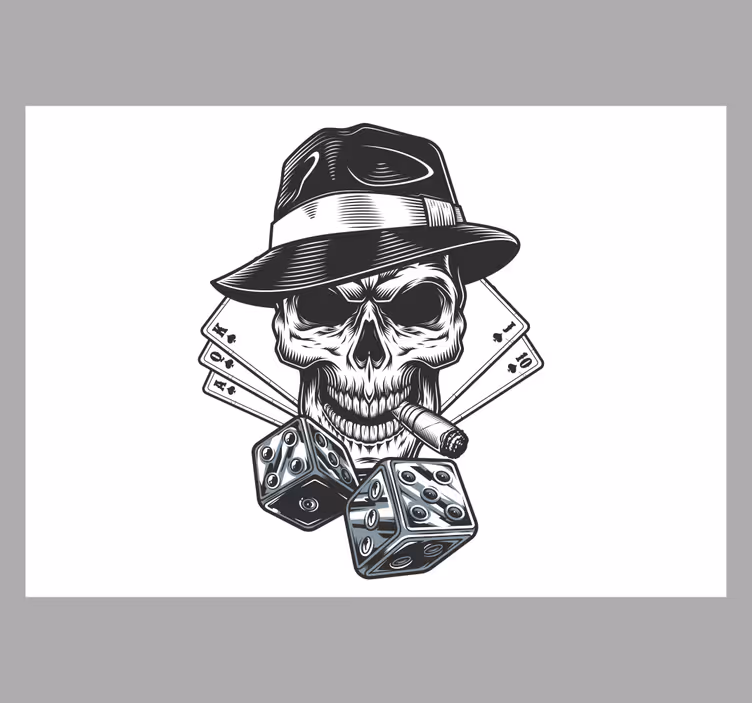 White roller blind with dice and skull design - TenStickers