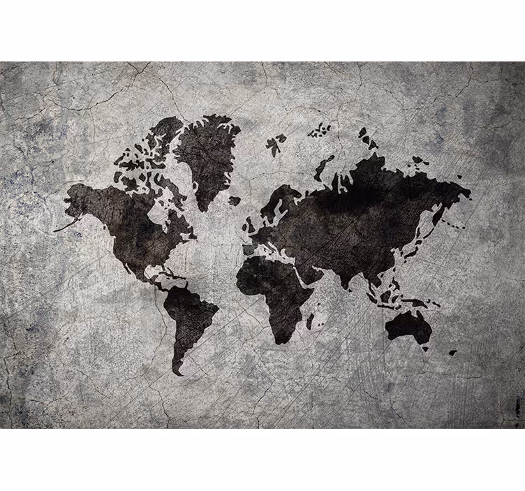 Grey roller blind industrial themed world map - TenStickers