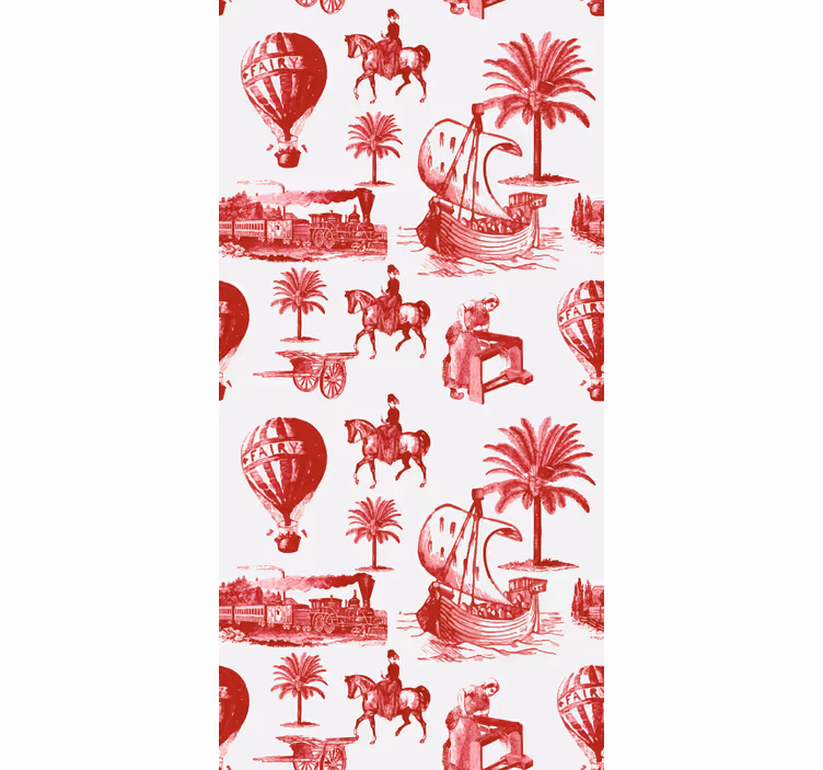 Vintage roller blind featuring classic travel scenes - TenStickers