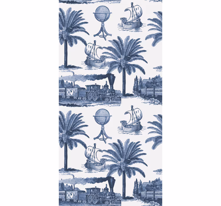 Vintage roller blind in blue french vintage pattern - TenStickers