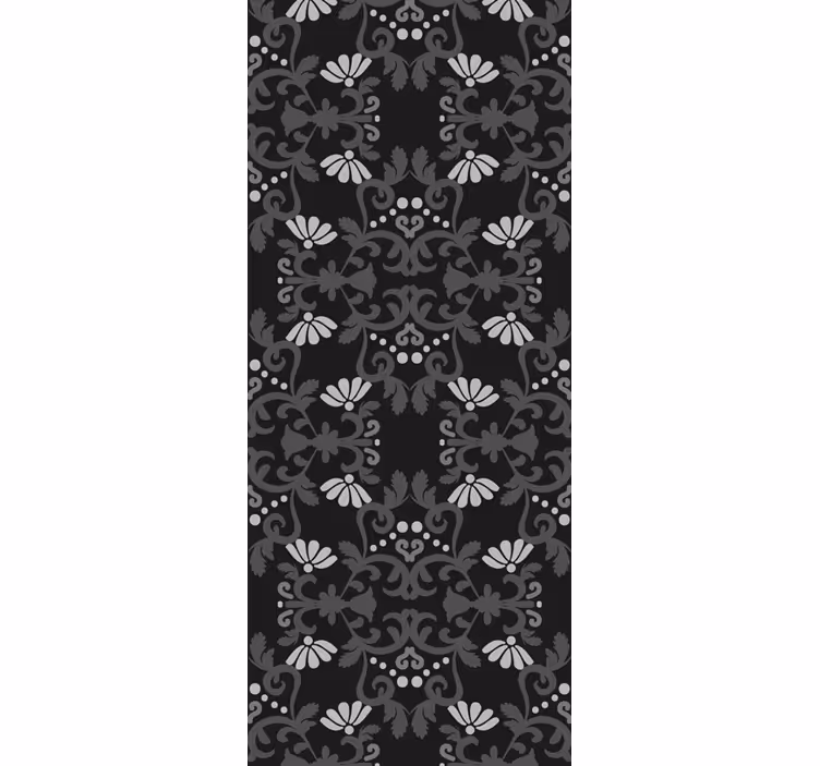 Vintage roller blind in black classical damask style - TenStickers