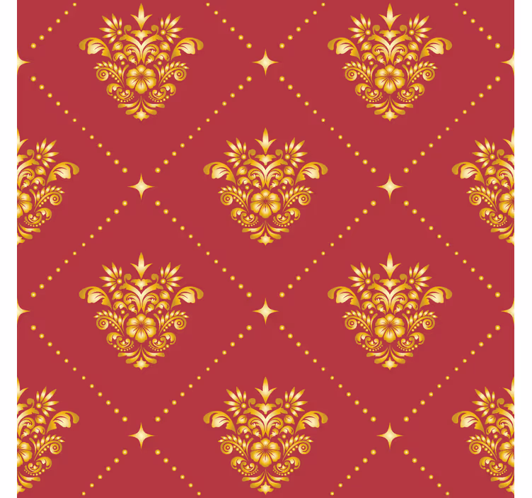 Vintage roller blind in golden damask pattern - TenStickers