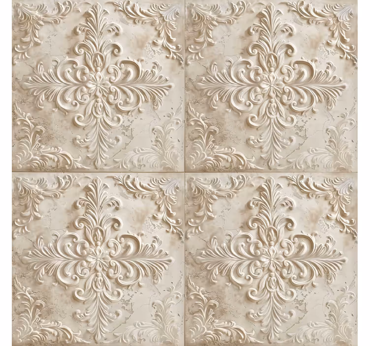 Vintage roller blind in beige tile design - TenStickers