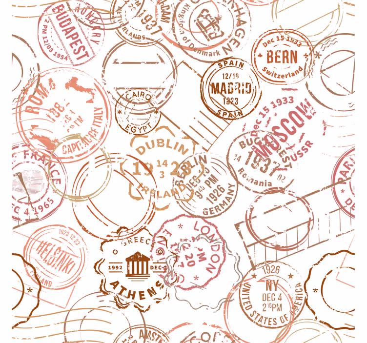 Vintage roller blind retro stamps design - TenStickers