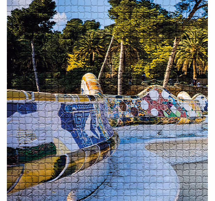 Roller blind for living room with park güell views - TenStickers