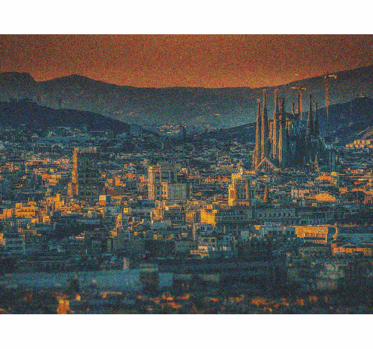 Roller blind for living room barcelona at night - TenStickers