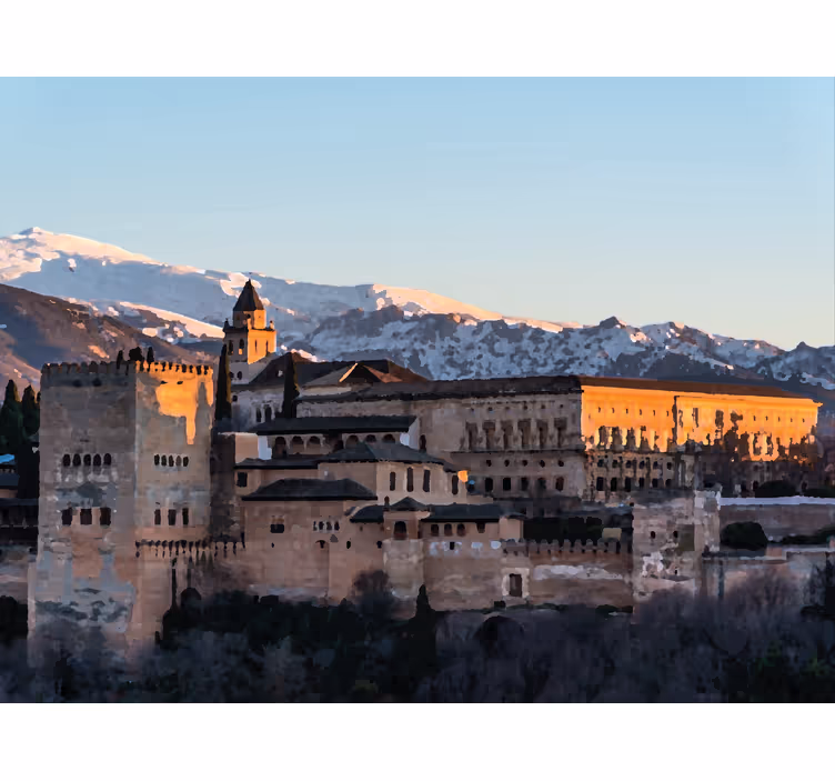 Roller blind for living room alhambra at dusk - TenStickers