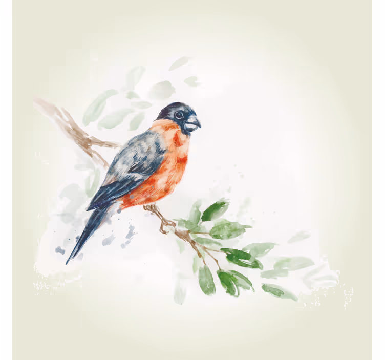 Pastel bird on tree branch roller blind for living room - TenStickers