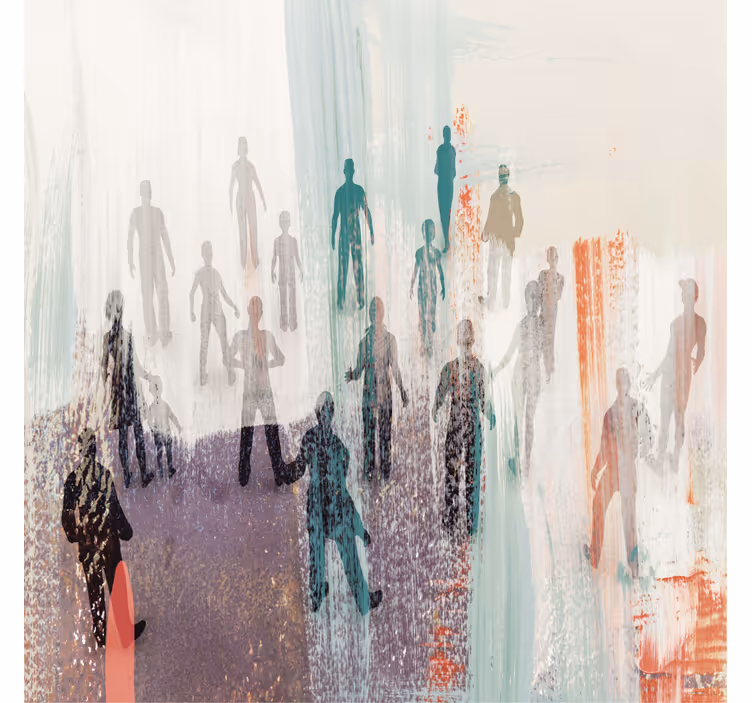 Roller blind for living room abstract people art - TenStickers