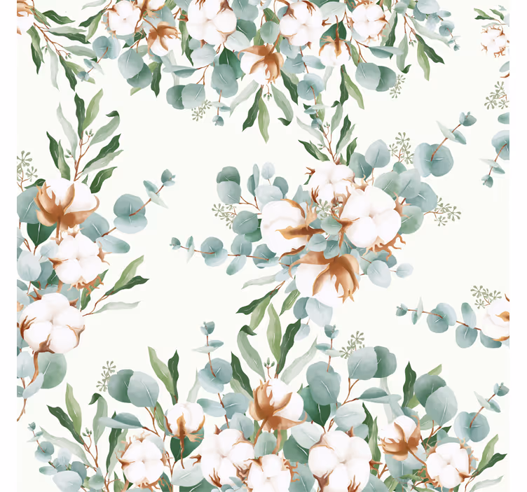 Shabby chic style cotton plants roller blind for living room - TenStickers