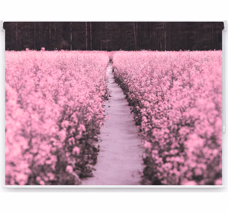 Elegant meadow of pink flowers roller blind for living room - TenStickers