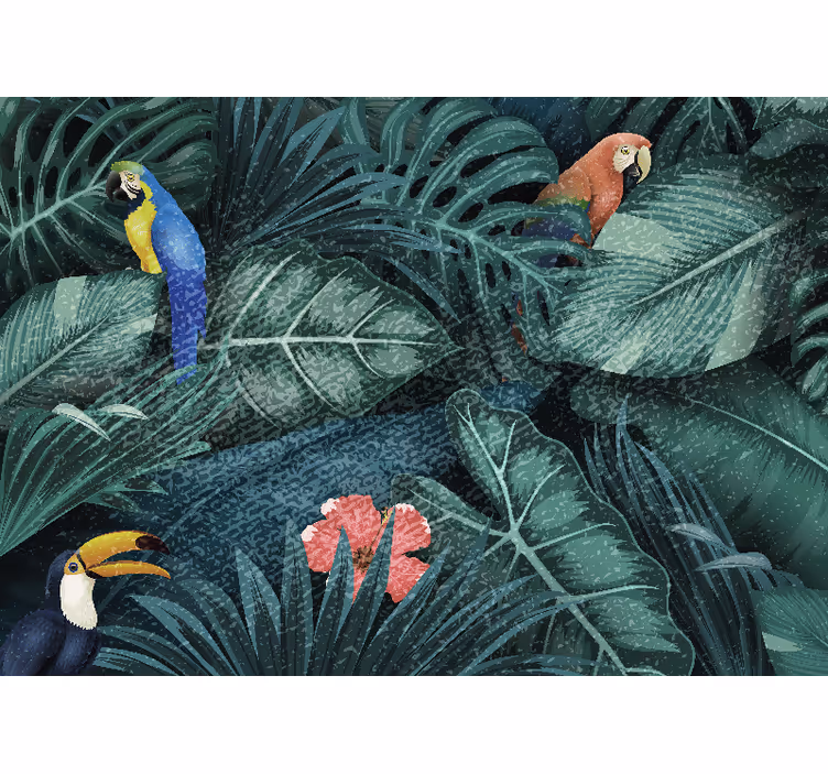 Bright ecotic jungle roller blind for living room - TenStickers