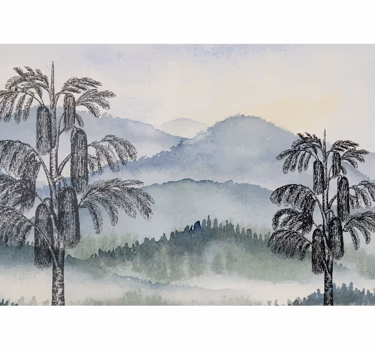 Roller blind for living room ink painting modern art - TenStickers