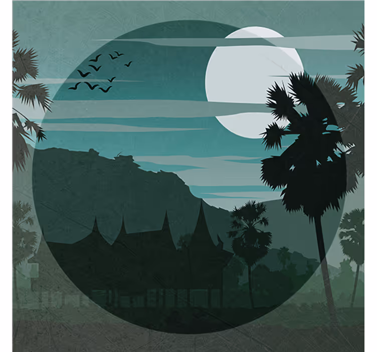 Roller blind for living room oriental landscape view - TenStickers