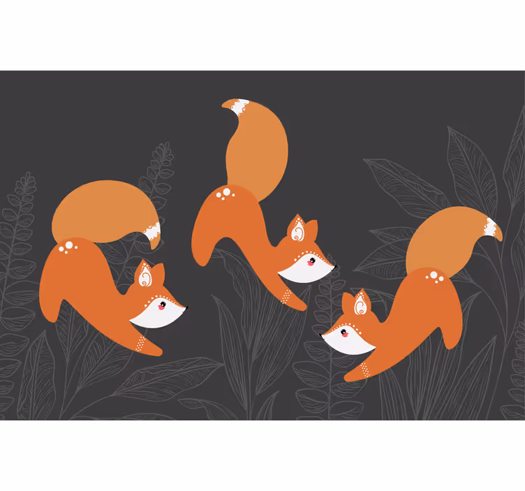 Roller blind for living room with forest foxes design - TenStickers