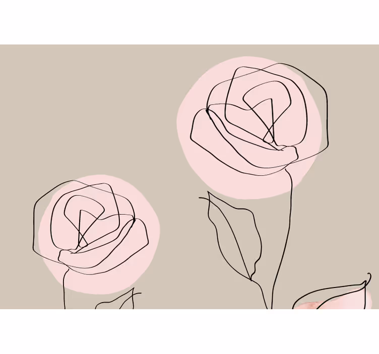 Beige roller blind watercolor white roses design - TenStickers