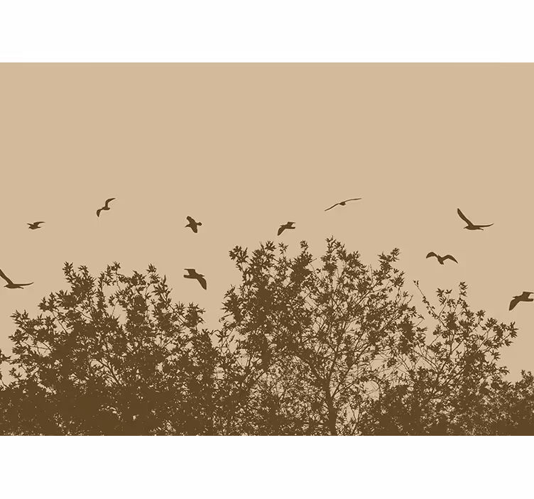 Beige roller blind spring flowers and birds - TenStickers