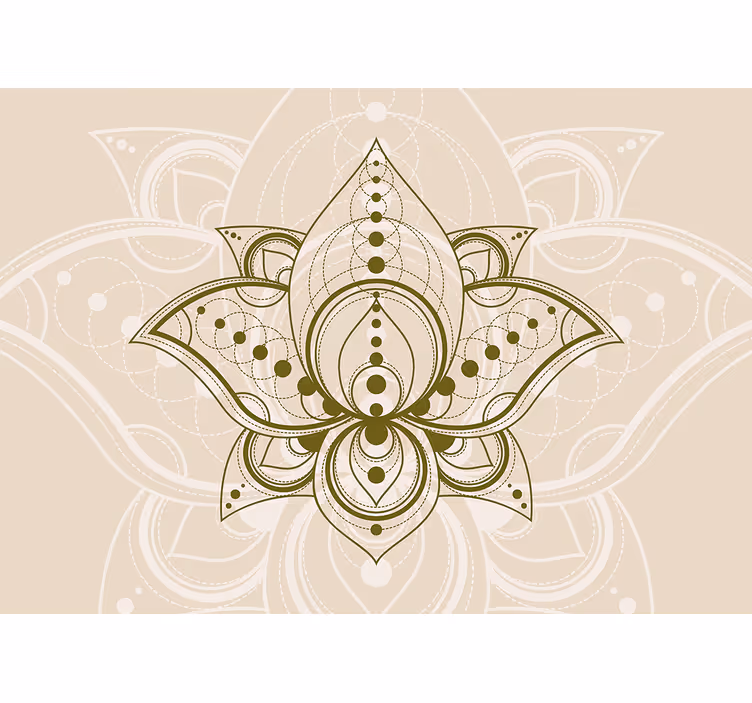 Beige roller blind with golden lotus blossom design - TenStickers