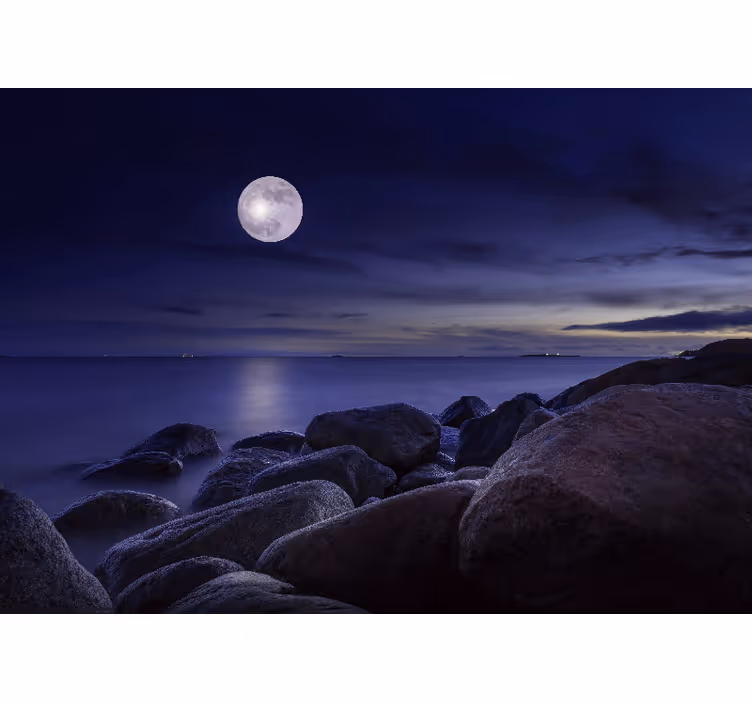 Bedroom roller blind moonlit landscape - TenStickers
