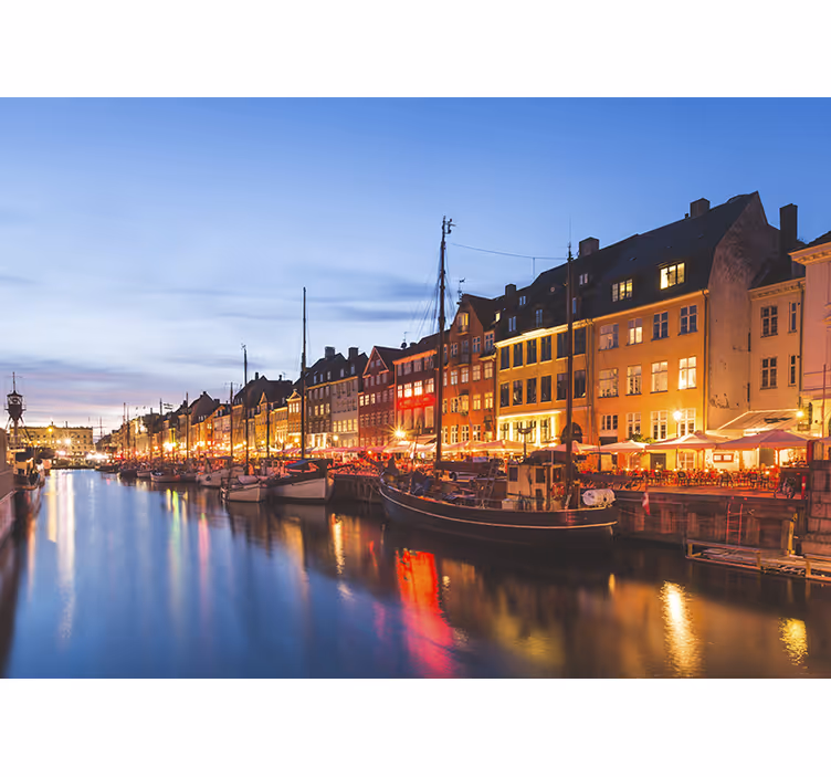 Bedroom roller blind colorful copenhagen evening - TenStickers