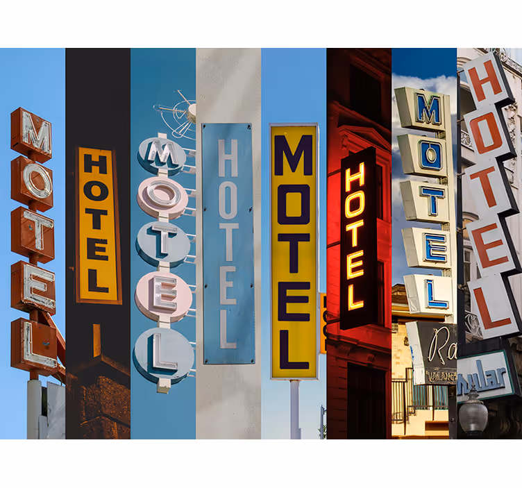 Bedroom roller blind with hotel sign design - TenStickers